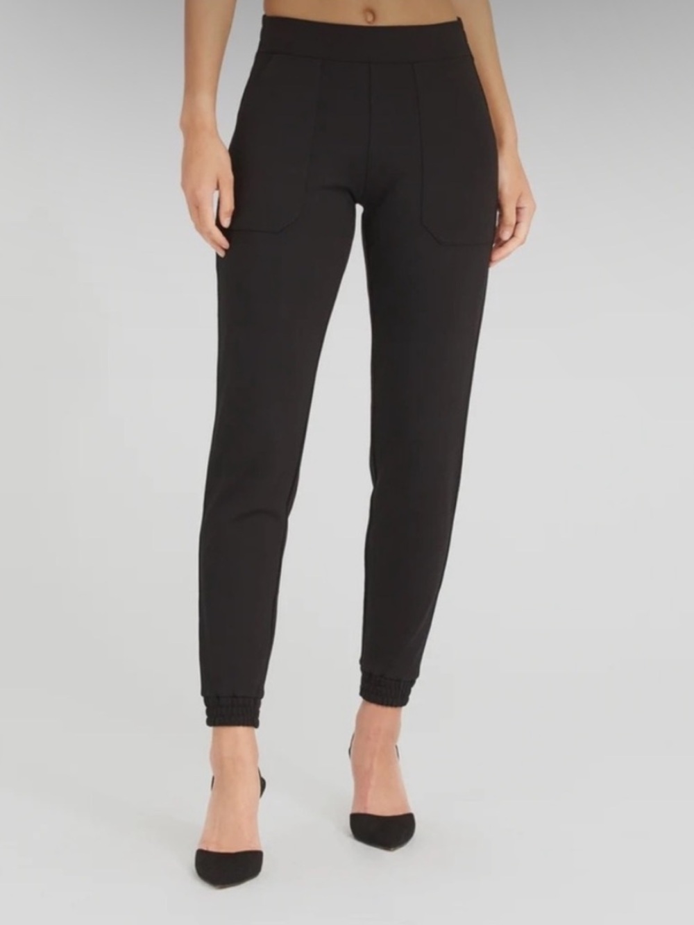 (M) Spanx Perfect Pant Joggers Black Medium Ponte Business Casual Pull-on - Picture 3 of 15